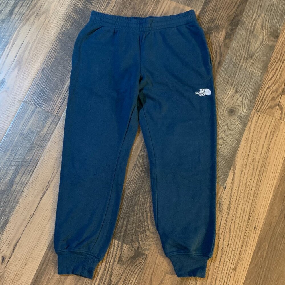 The North Face Mens Medium Fleece Sweatpants Blue Joggers Drawstring w/Logo